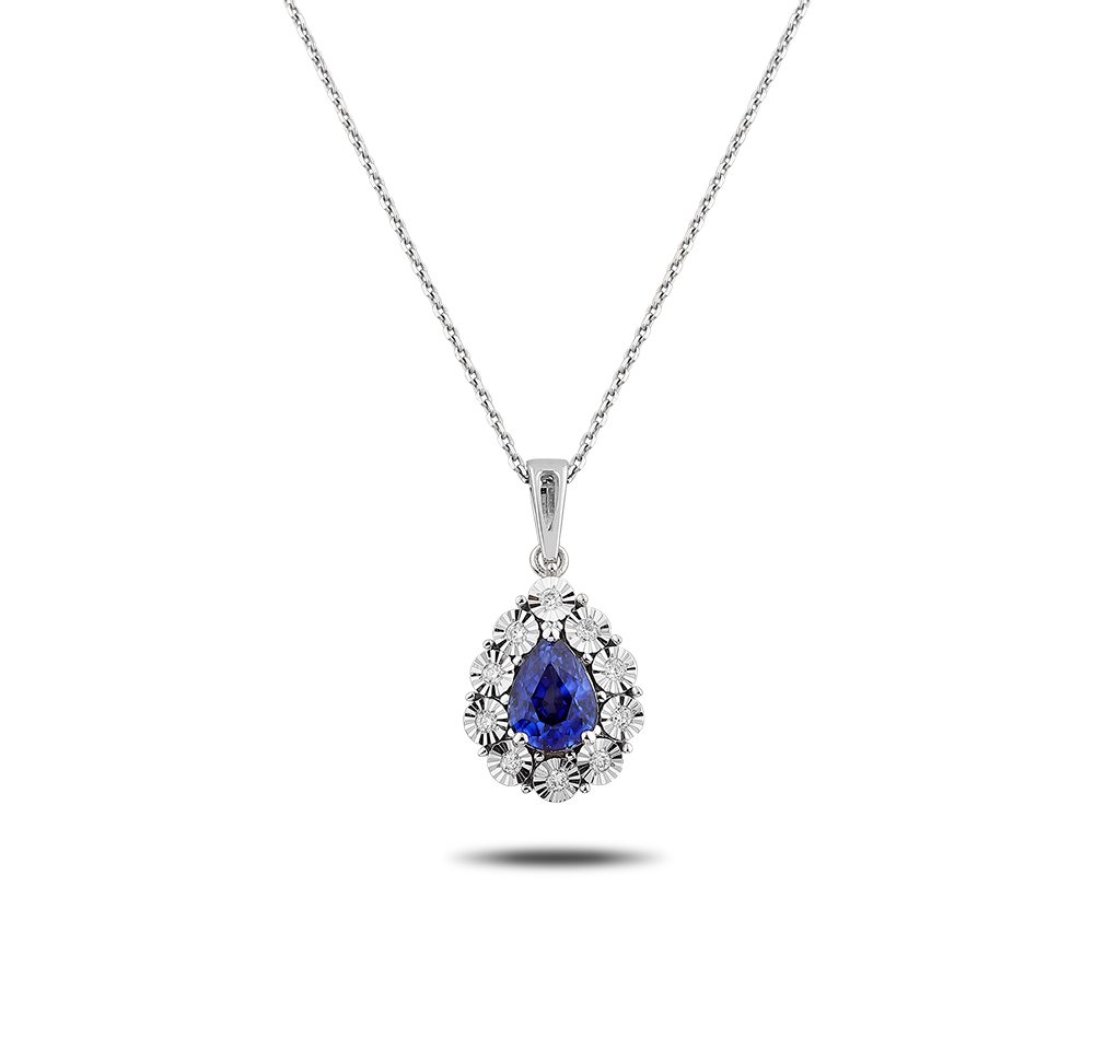1,57 Karat Pırlantalı Safir Kolye